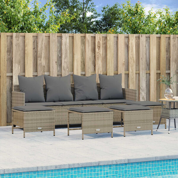 vidaXL Set Divano da Giardino 5 pz con Cuscini Beige in Polyrattan