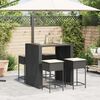 vidaXL Set Bar da Giardino 5 pz con Cuscini in Polyrattan Nero