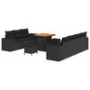 vidaXL Set Divano da Giardino 10 pz Nero polyrattan