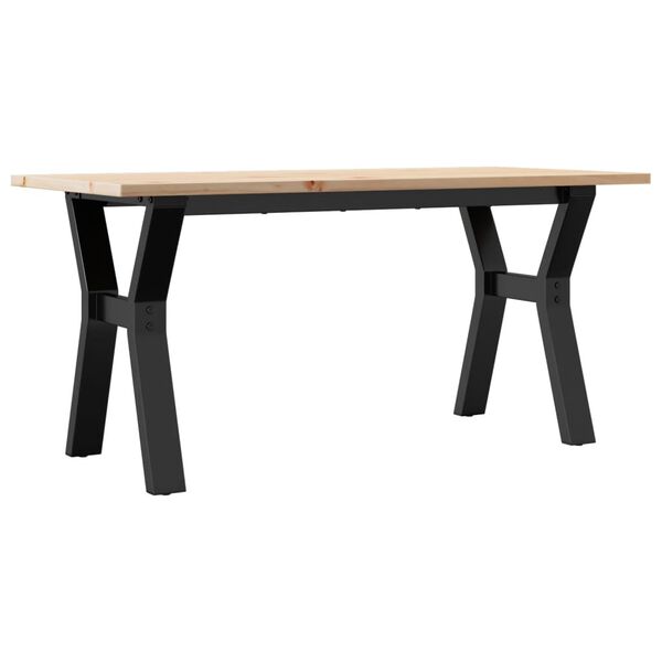 vidaXL Tavolino Salotto Telaio a Y 100x50x45 cm Legno Pino e Acciaio