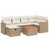 vidaXL Set Divani da Giardino 7 pz con Cuscini Beige in Polyrattan