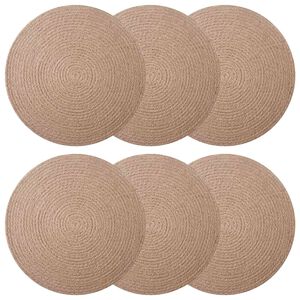 vidaXL Sottobicchieri in juta 6 pz Naturale 100% Juta Tossa
