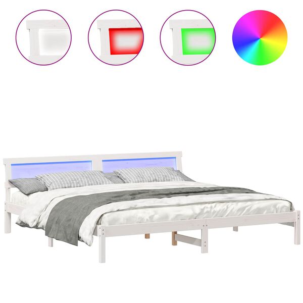 vidaXL Struttura del letto Bianco 200 x 200 cm Pino massello