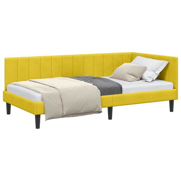 vidaXL Cornice del letto ad angolo Giallo 100 cm x 200 cm Velluto