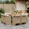 vidaXL Set da Pranzo da Giardino 9 pz con Cuscini Beige in Polyrattan