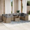 vidaXL Set Divani da Giardino 11 pz con Cuscini Beige in Polyrattan