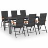 vidaXL Set da Pranzo da Giardino 7 pz Nero e Marrone