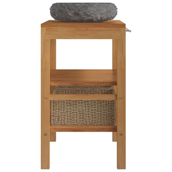 vidaXL Armadietto da Bagno in Legno di Teak con Lavabo in Marmo Nero