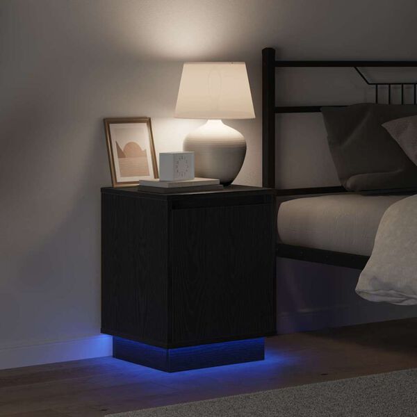 vidaXL Armadio da Notte Rovere Nero 39 x 34,5 x 50 cm