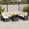 vidaXL Set Divani da Giardino 9 pz con Cuscini Nero in Polyrattan