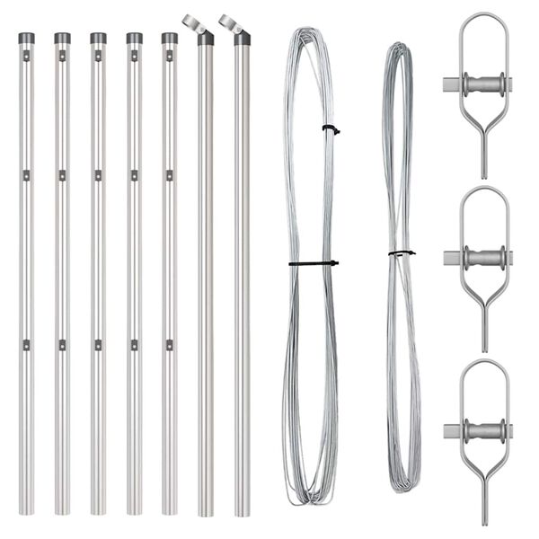 vidaXL Palo della recinzione 7 pcs Argento Acciaio