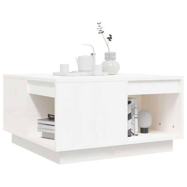 vidaXL Tavolino da Salotto Bianco 60x61x32,5 cm Legno Massello di Pino