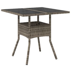 vidaXL Tavolo da Giardino Piano in Vetro Grigio 80x80x75 cm Polyrattan