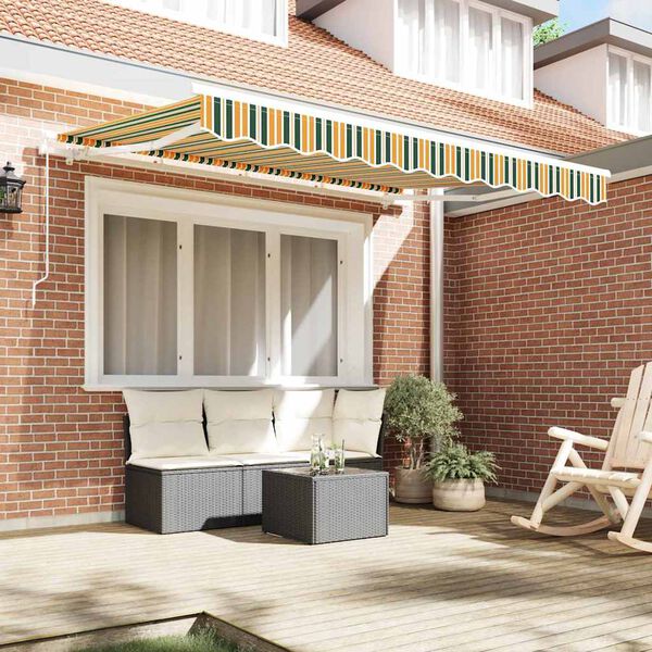 vidaXL Telo di ricambio per tenda da sole Verde e giallo 3,5 x 2,5 m