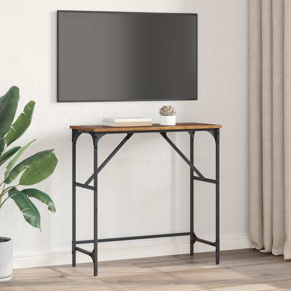 vidaXL Tavolo consolle Legno vecchio 75 x 32 x 75 cm Legno multistrato