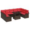 vidaXL Set Divano da Giardino 10 pcs Marrone Rattan in Polipropilene