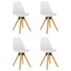 vidaXL Sedie da Pranzo 4 pz Bianche in PP e Legno Massello di Faggio