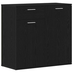 vidaXL Credenza Rovere Nero 80x36x75 cm in Legno Multistrato