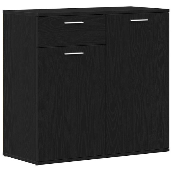 vidaXL Credenza Rovere Nero 80x36x75 cm in Legno Multistrato