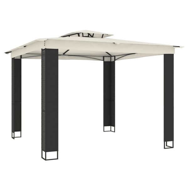 vidaXL Gazebo con Tetto Doppio Crema 2,94x2,94 m in Acciaio