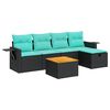 vidaXL Set Divano da Giardino 6 pz con Cuscini Nero in Polyrattan