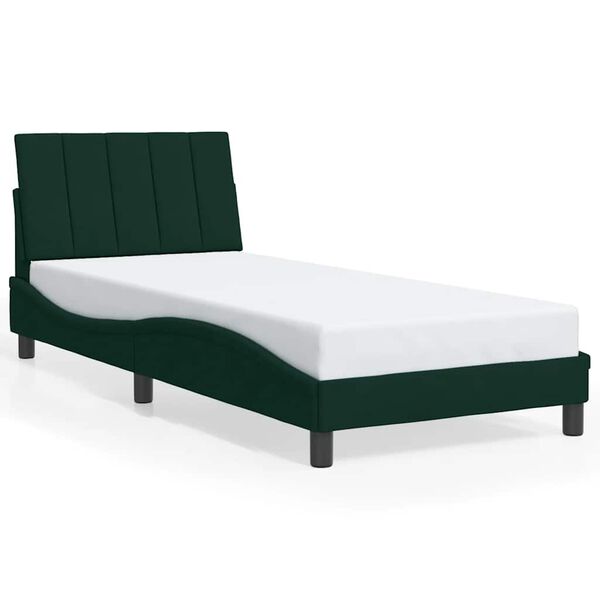 vidaXL Giroletto senza Materasso Hanko Verde Scuro 90x200 cm in Velluto