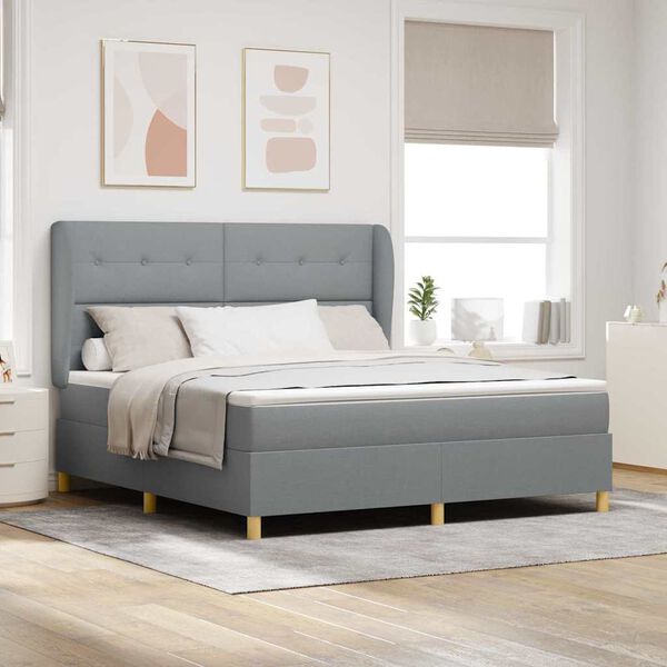 vidaXL Letto con molle e materasso Grigio Scuro 90x190 cm Tessuto