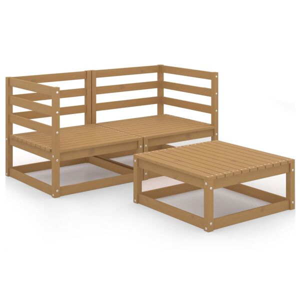 vidaXL Set Salotto da Giardino 3pz Marrone Ambra Legno Massello Pino