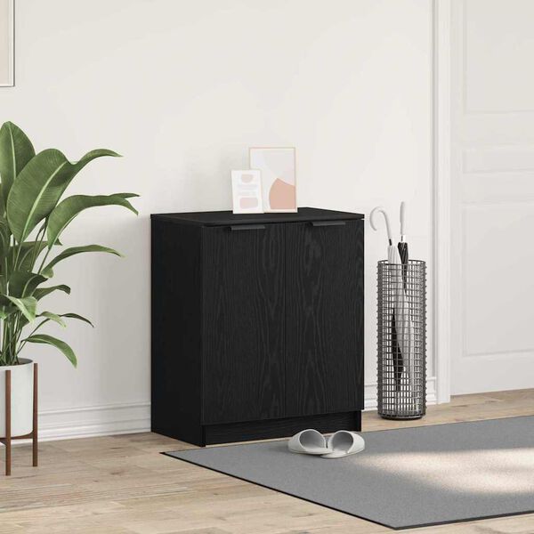 vidaXL Mobile per scarpe Rovere Nero 59 x 35 x 70 cm Legno multistrato