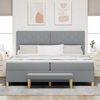 vidaXL Letto a molle con materasso Grigio chiaro 200 x 200 cm Tessuto