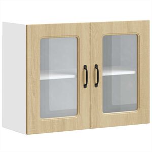 vidaXL Pensile da Cucina con Porta in Vetro Kalmar Rovere Sonoma