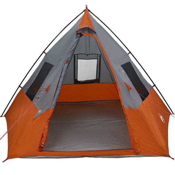 vidaXL Tenda Tipi Grigio e arancione 383 x 338 x 217 cm taffetà