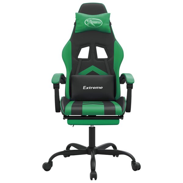 vidaXL Sedia da Gaming con Poggiapiedi Nero e Verde in Similpelle