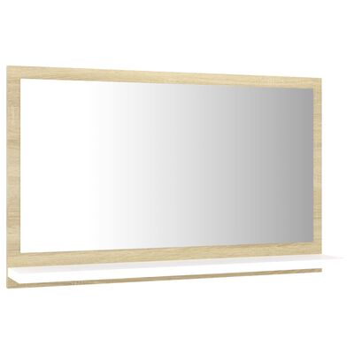 vidaXL Specchio Bagno Bianco e Rovere Sonoma 60x10,5x37 cm Multistrato