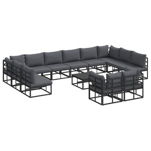 vidaXL Set Divano da Giardino 13 pz Nero Alluminio
