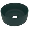 vidaXL Lavandino Lusso Rotondo Verde Scuro Opaco 40x15 cm in Ceramica