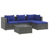 vidaXL Set Divani da Giardino 5 pz con Cuscini in Polyrattan Grigio