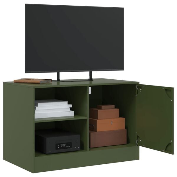 vidaXL Mobili TV 2 pz Verde Oliva 67x39x44 cm in Acciaio