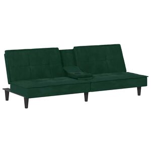 vidaXL Divano Letto con Portabicchieri in Velluto Verde Scuro