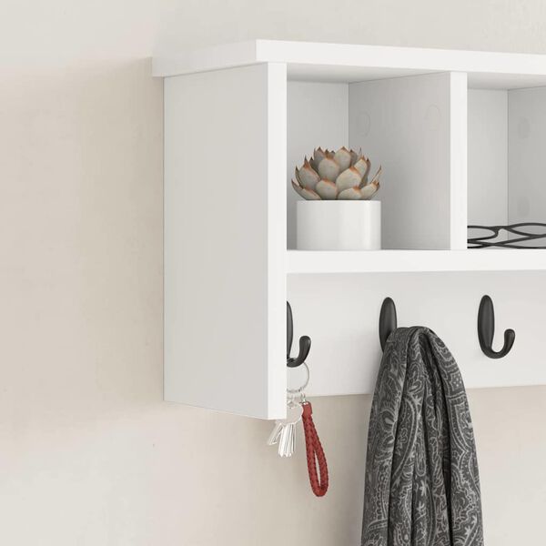 vidaXL Appendiabiti a muro Bianco 50 x 16 x 26 cm Legno multistrato