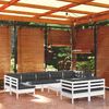 vidaXL Set Divani da Giardino 10 pz con Cuscini Bianchi Legno di Pino