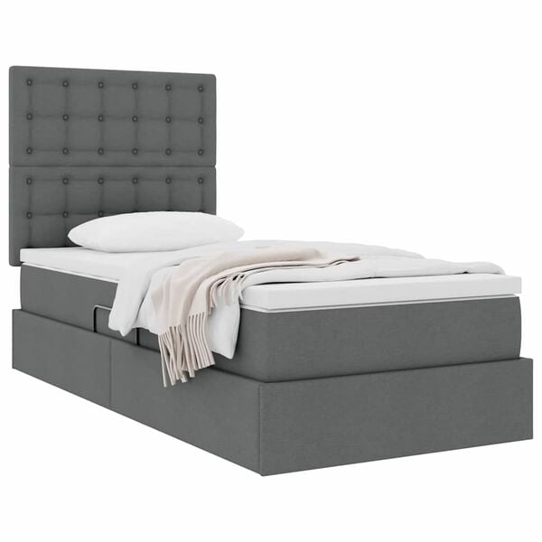 vidaXL Letto con contenitore e materasso Grigio scuro 100 x 200 cm
