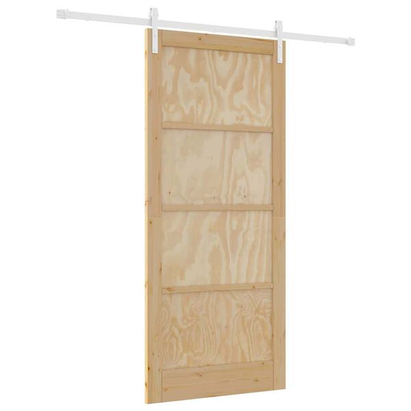 vidaXL Porta scorrevole Marrone 93 x 211 cm Pino massello