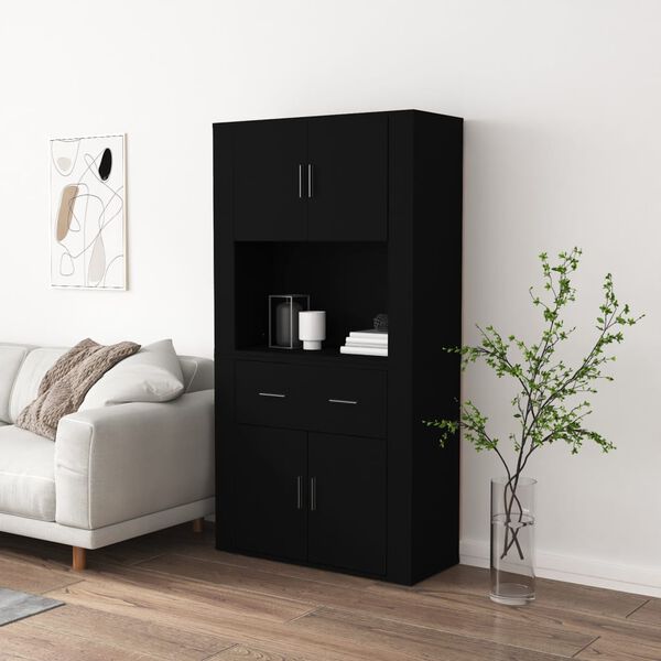vidaXL Credenza Nera in Legno Multistrato