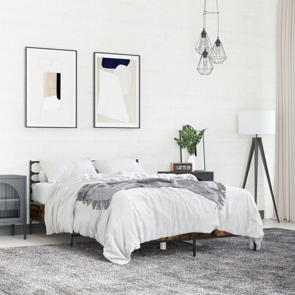 vidaXL Giroletto Rovere Fumo 140x190 cm in Legno Multistrato Metallo