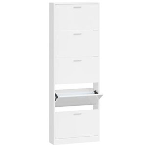 vidaXL Scarpiera Bianco Lucido 59x17x169 cm in Legno Multistrato
