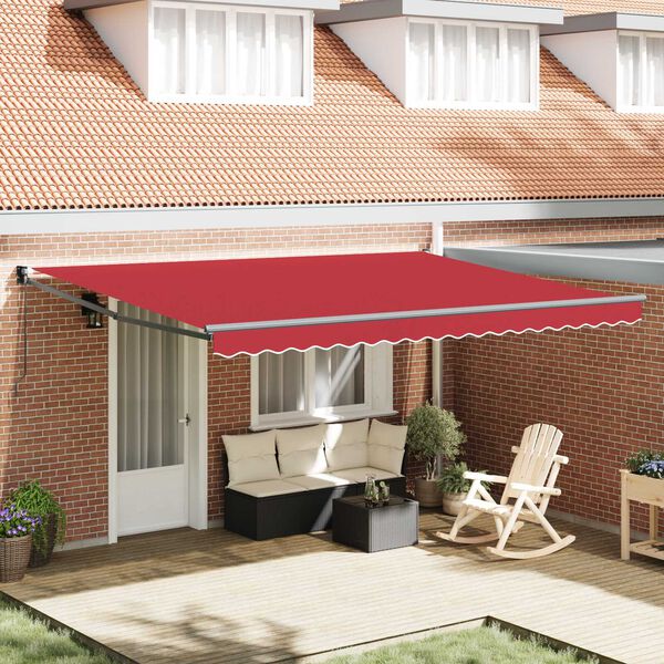 vidaXL Tenda da Sole Rosso 4,5 &times; 3 m Poliestere e metallo