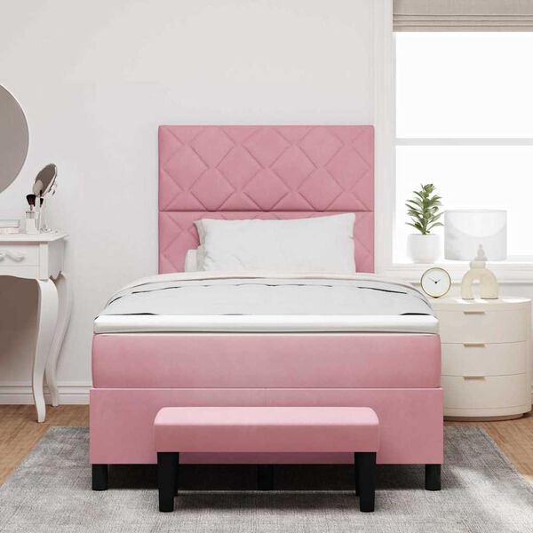 vidaXL Letto a molle con materasso Rosa 120 x 190 cm Velluto