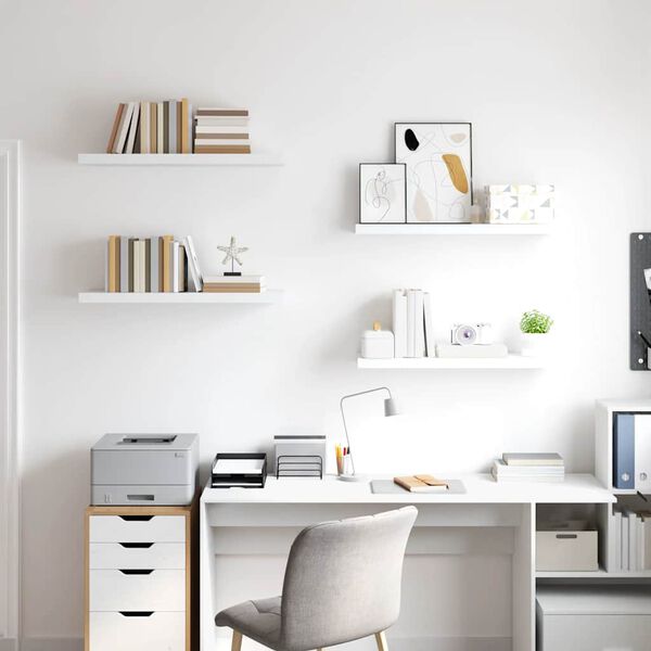 vidaXL Scaffali a Parete 4 pz Bianchi 80x23,5x3,8 cm in MDF