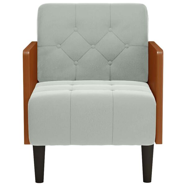 vidaXL Divano Sedia con Braccioli Grigio Chiaro 55 cm in Velluto
